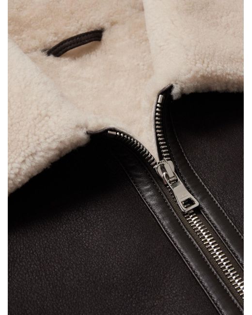 Mr P. Black Shearling Bomber Jacket for men