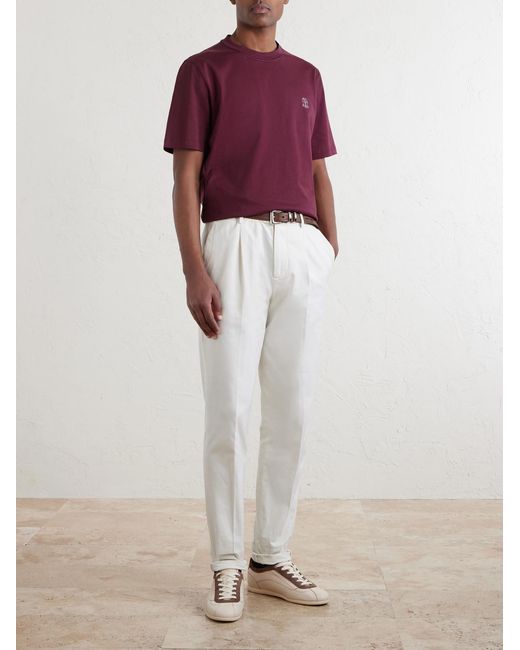 Brunello Cucinelli Red Logo-Print Cotton-Jersey T-Shirt for men