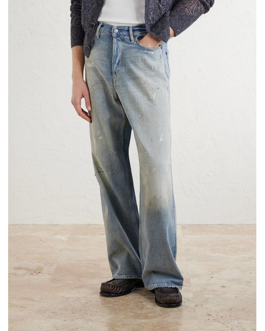 Acne Blue Straight-leg Distressed Jeans for men
