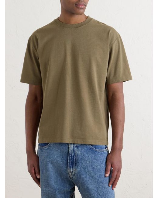 Drake's Green Tea Time Embroidered Cotton-Jersey T-Shirt for men