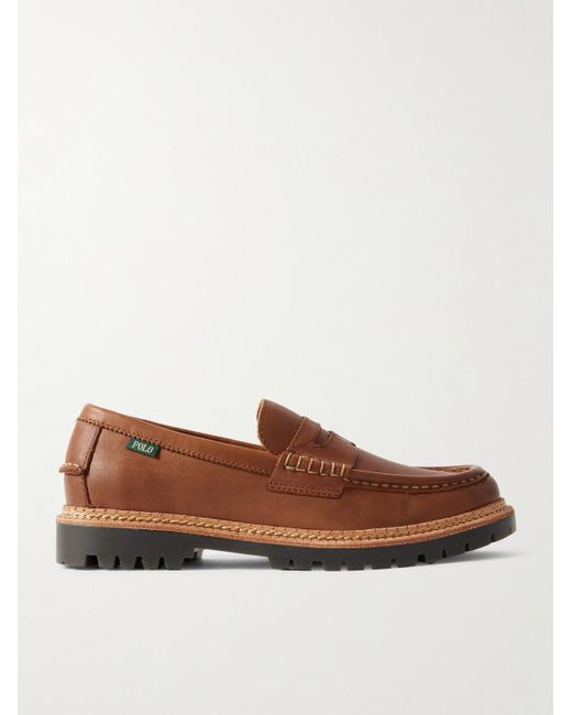 Polo Ralph Lauren Brown Jett Oiled-Leather Penny Loafers for men