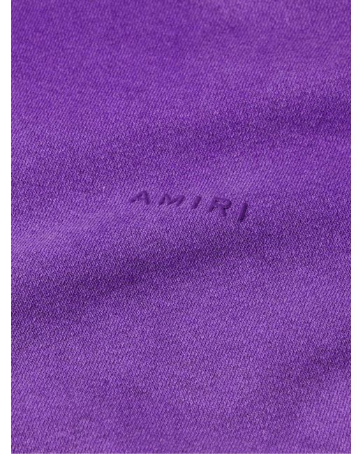 Amiri Purple Pigment Spray Star Leather-trimmed Cotton-jersey Hoodie for men