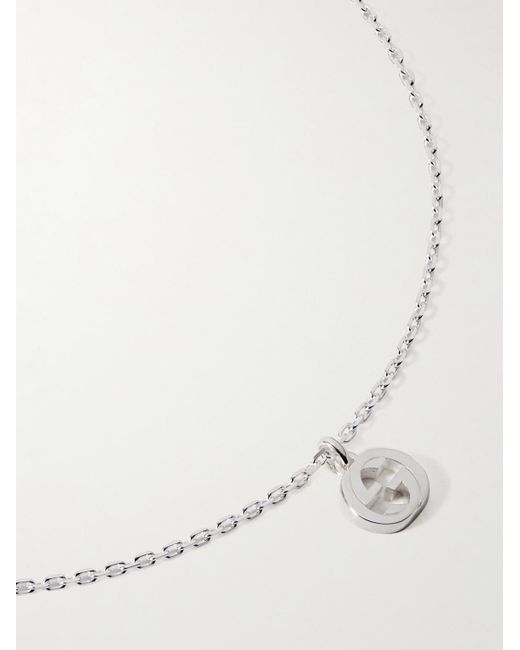 Gucci White Sterling Silver Pendant Necklace for men