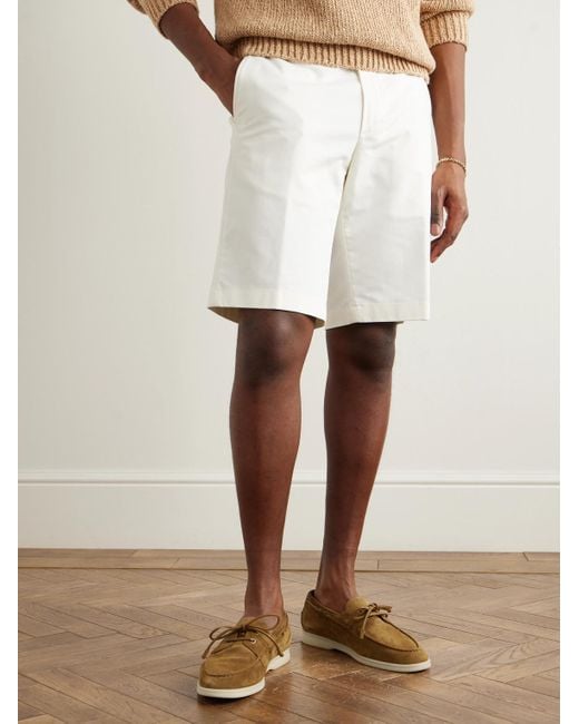Loro Piana White Sea-sail Walk Leather-trimmed Suede Boat Shoes for men