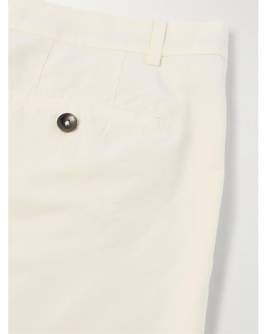 Tom Ford Natural Straight-Leg Pleated Cotton And Silk-Blend Poplin Shorts for men