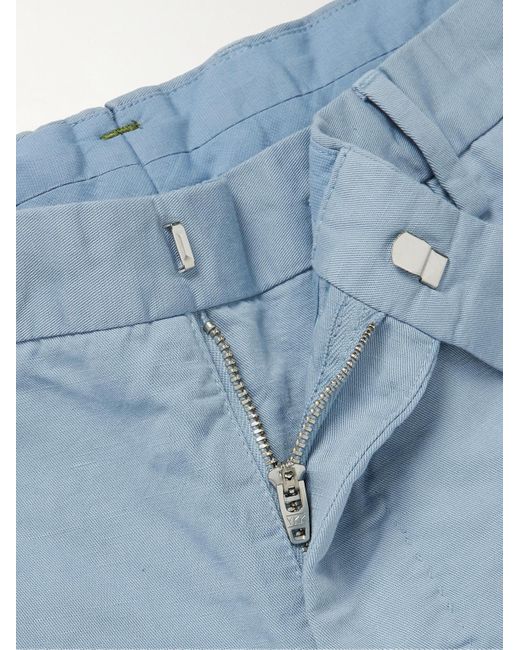 Sid Mashburn Blue Sport Straight-leg Garment-dyed Cotton And Linen-blend Twill Shorts for men