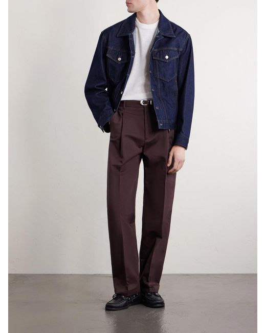 Altea Purple Orval Straight-Leg Cotton And Linen-Blend Gabardine Trousers for men