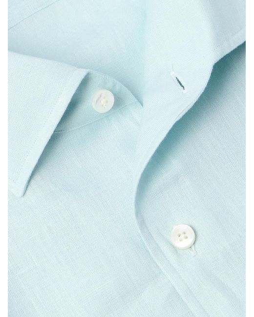 Zegna Blue Oasi Linen Shirt for men