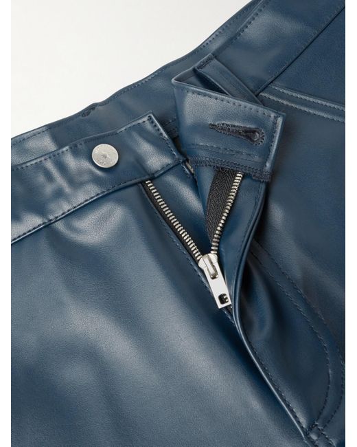 POLITE WORLDWIDE Straight-leg Zip-detailed Grape Leather Trousers