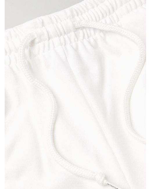 (w)taps White Straight-Leg Logo-Embroidered Cotton-Blend Jersey Shorts for men