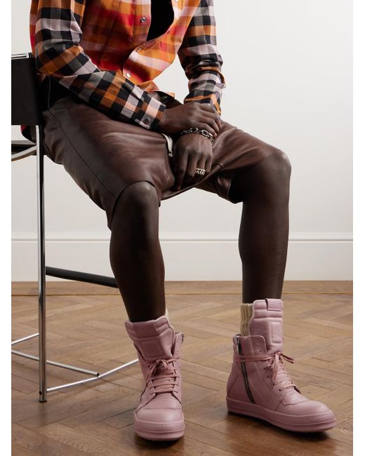 Rick Owens Pink Geobasket Leather High-top Sneakers for men