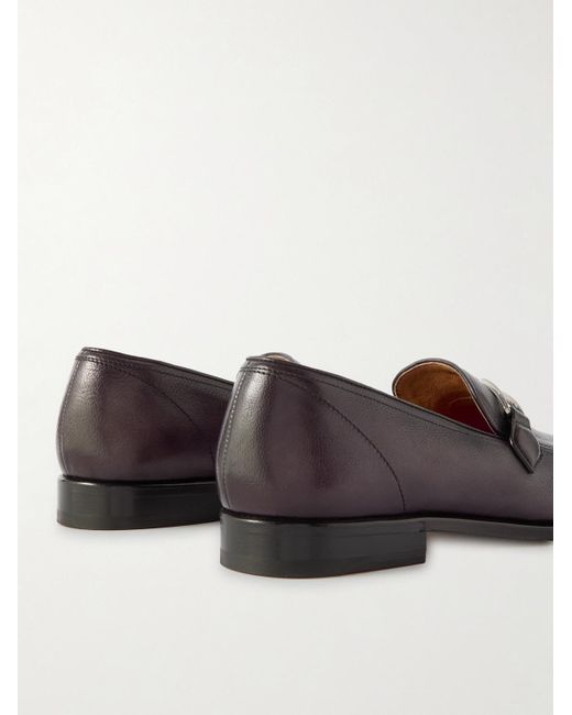 Berluti Black B Volute Embellished Leather Penny Loafers for men