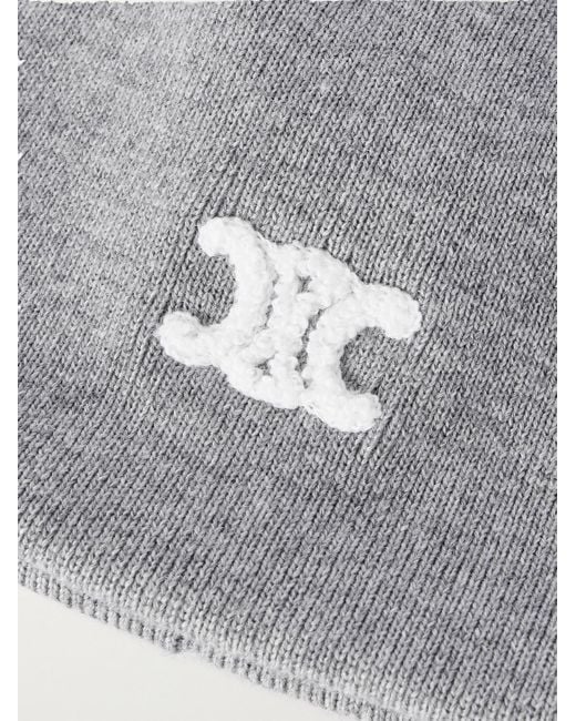 Céline Beanie aus Wolle mit "Triomphe"-Logostickerei in Gray für Herren