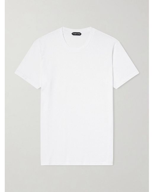 Tom Ford White Pointelle-knit Cotton T-shirt for men