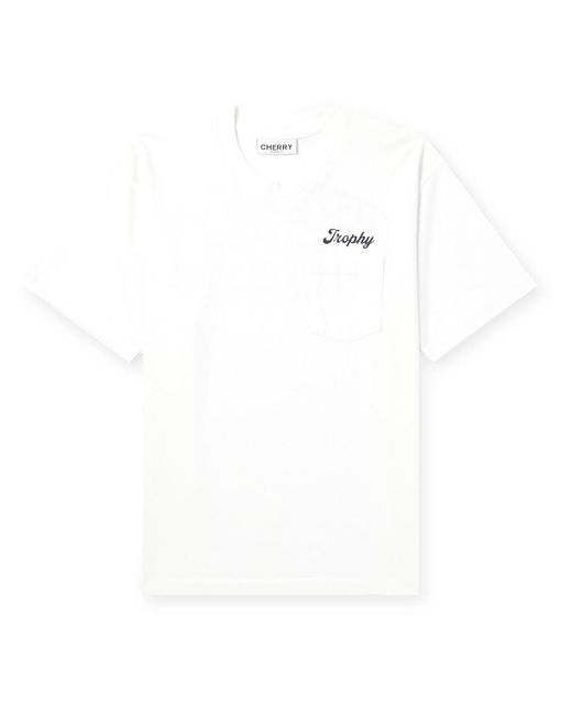 CHERRY LA White Trophy Logo-print Garment-dyed Cotton-jersey T-shirt for men