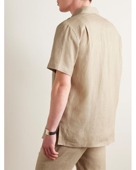 Loro Piana Natural André Camp-collar Linen Shirt for men