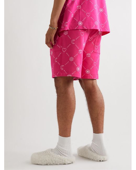 Marni Pink Straight-Leg Logo-Print Cotton-Jersey Shorts for men