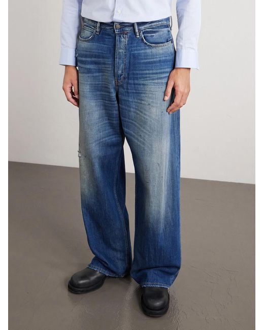 Acne Blue Straight-leg Distressed Jeans for men