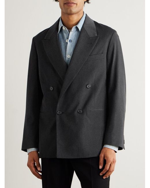 A.PRESSE Black Double-breasted Wool Blazer for men