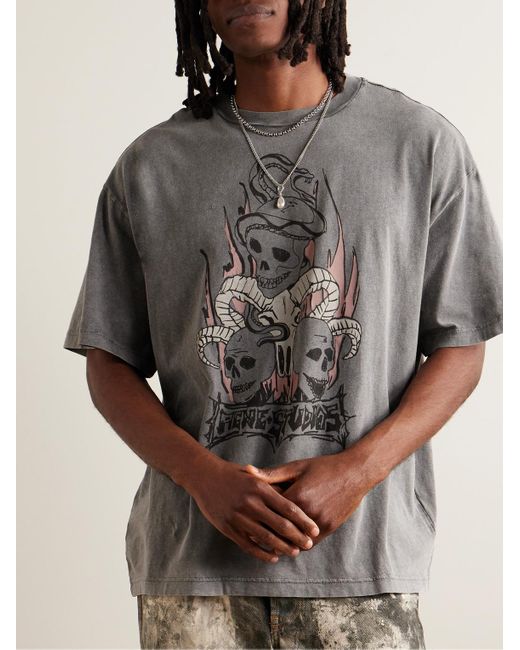 Acne Edra T-Shirt aus Baumwoll-Jersey mit Logoprint in Gray für Herren