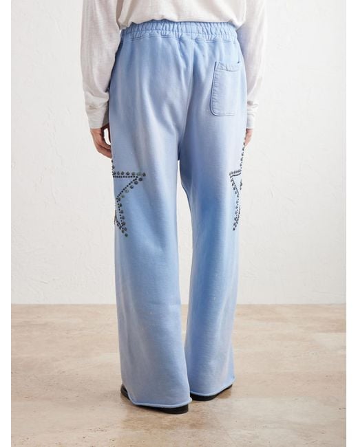 Satoshi Nakamoto Blue Straight-Leg Studded Cotton-Jersey Sweatpants for men