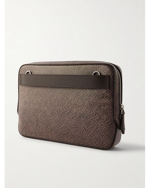 Montblanc Brown Cross-Grain Leather Messenger Bag for men