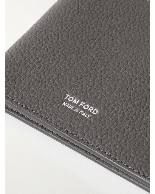 Tom Ford Gray Full-Grain Leather Billfold Wallet for men
