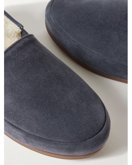 Mulo Blue Fleece-Lined Suede Loafers for men