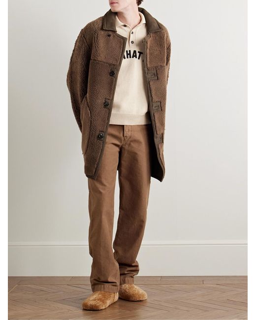 Bode Brown Ranch Reversible Shearling Coat for men