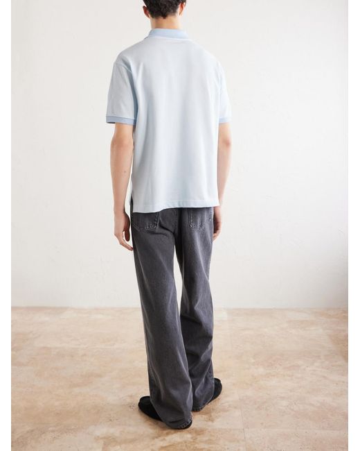 Jil Sander White Logo-Embroidered Cotton-Piqué Polo Shirt for men