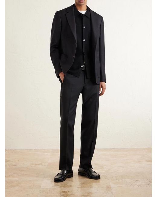 Mr P. Blue Mike Straight-leg Grain De Poudre Wool Suit Trousers for men