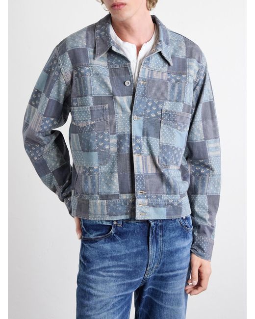 RRL Blue Patchwork Cotton Jacket for men