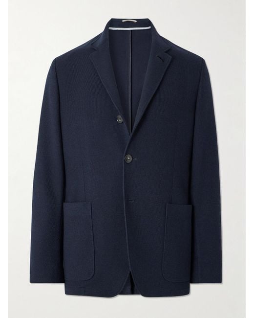 Canali Blue Wool And Cotton-Blend Jacket for men