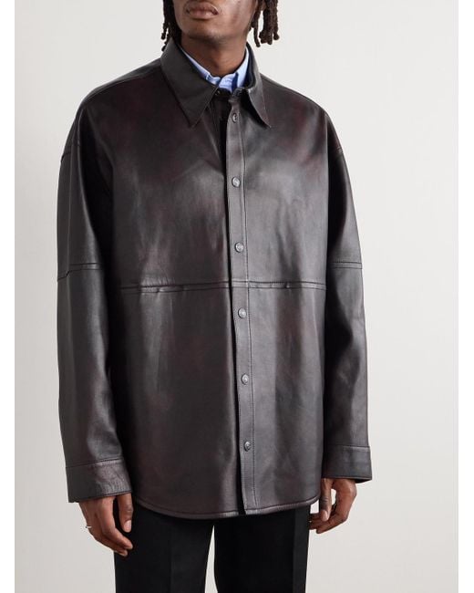 Acne Black Laraw Oversized Leather Shirt Jacket for men