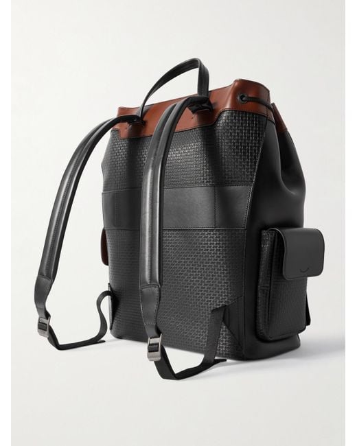 Serapian Black Large Logo-Embossed Coated-Canvas And Leather Backpack for men