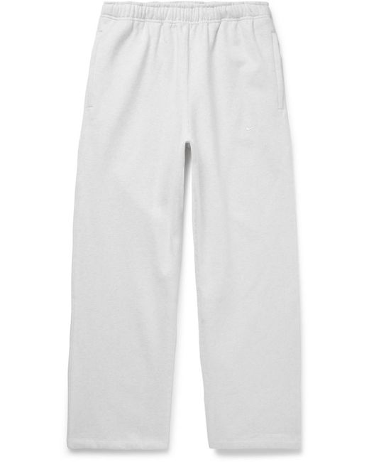 Nike White Solo Straight-leg Logo-embroidered Cotton-blend Jersey Sweatpants for men