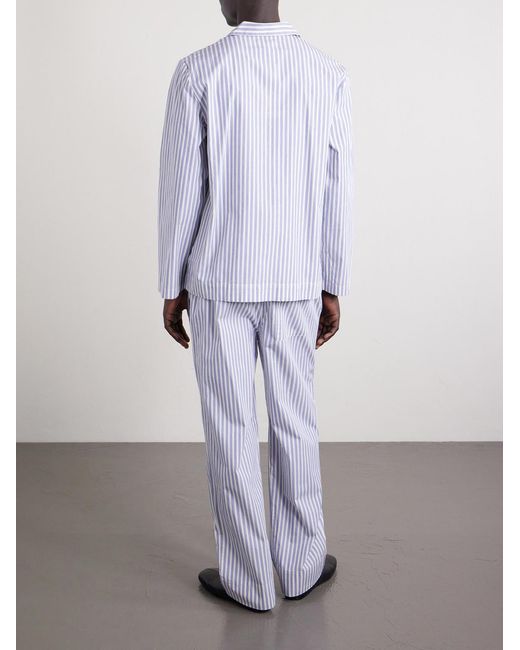 Tekla Purple Striped Organic Cotton-poplin Pyjamas for men