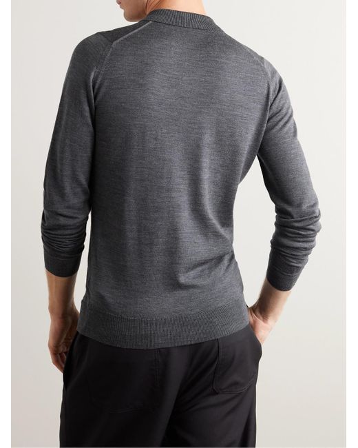 John Smedley Gray Belper Slim-fit Merino Wool Polo Shirt for men