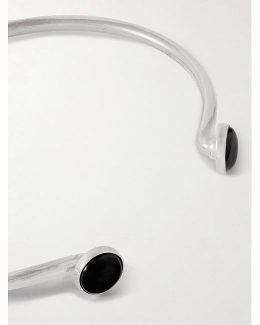 Mikia Natural Sterling Silver Obsidian Cuff for men