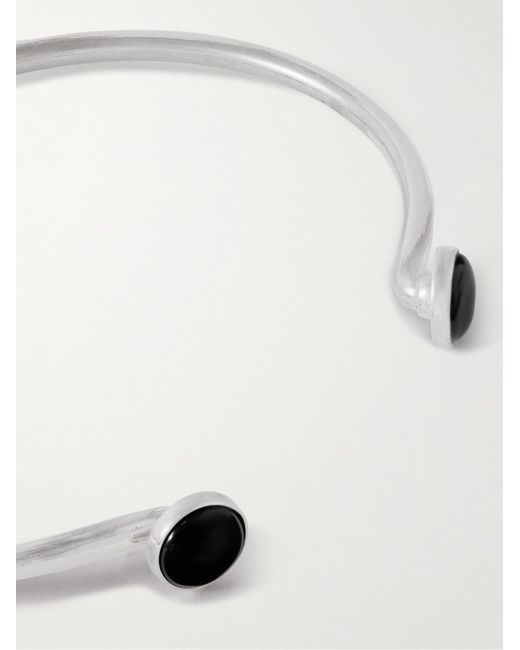 Mikia Natural Sterling Silver Obsidian Cuff for men