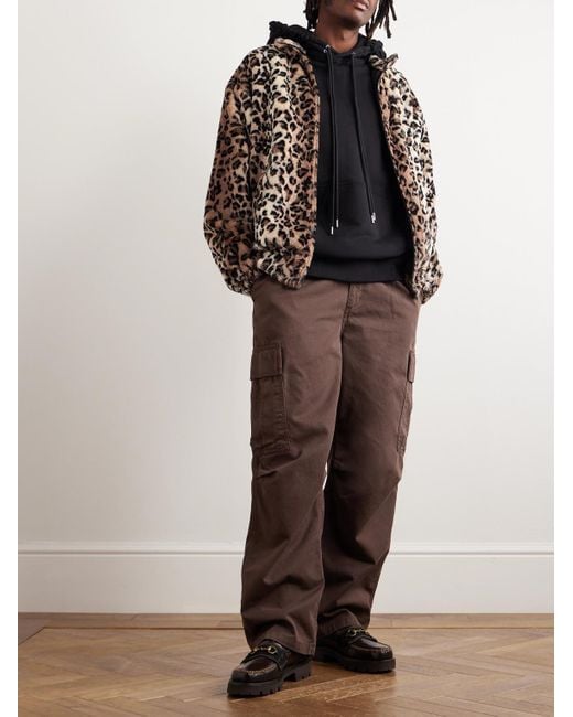 Wacko Maria Natural Leopard-print Faux Fur Zip-up Track Jacket for men