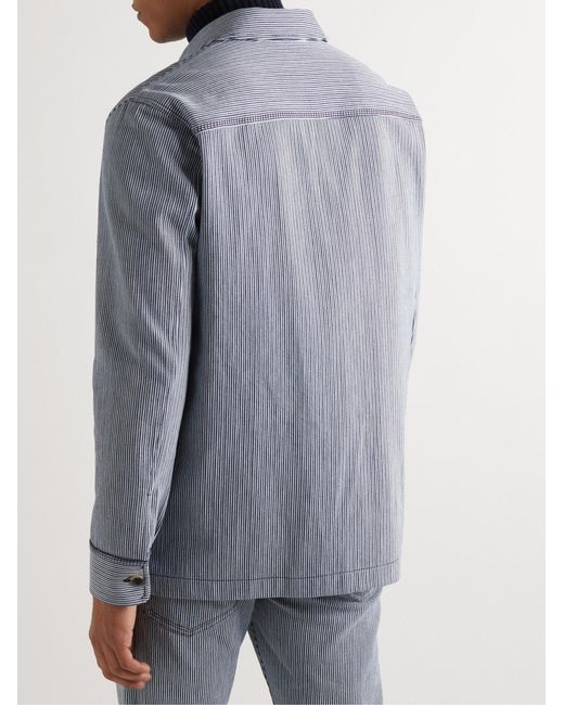 Gabriela Hearst Gray Silas Striped Cotton Overshirt for men