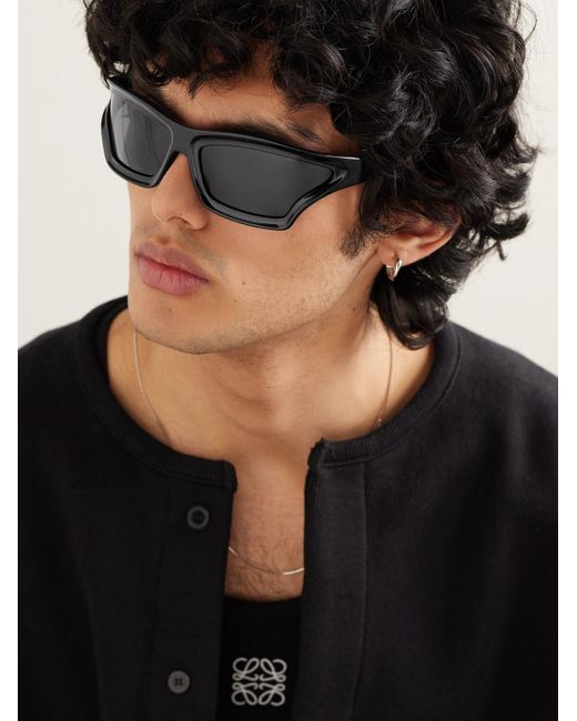 Loewe Black Paula's Ibiza Sporty Mask Oversized D-frame Acetate Wrap-around Sunglasses for men