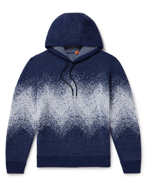 Missoni Blue Jacquard-knit Wool Hoodie for men