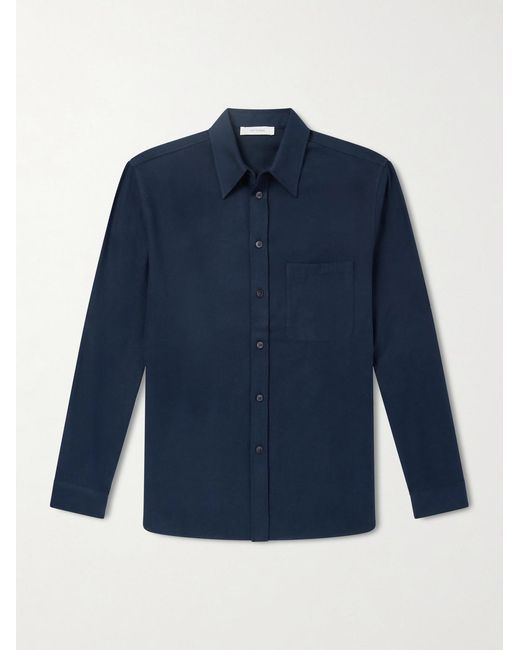 Umit Benan Blue Giorgio Cotton-Flannel Shirt for men