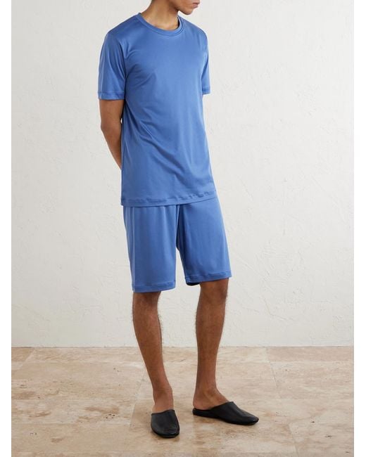 Zimmerli of Switzerland Blue Sea Island Cotton-Jersey Pyjama Set for men