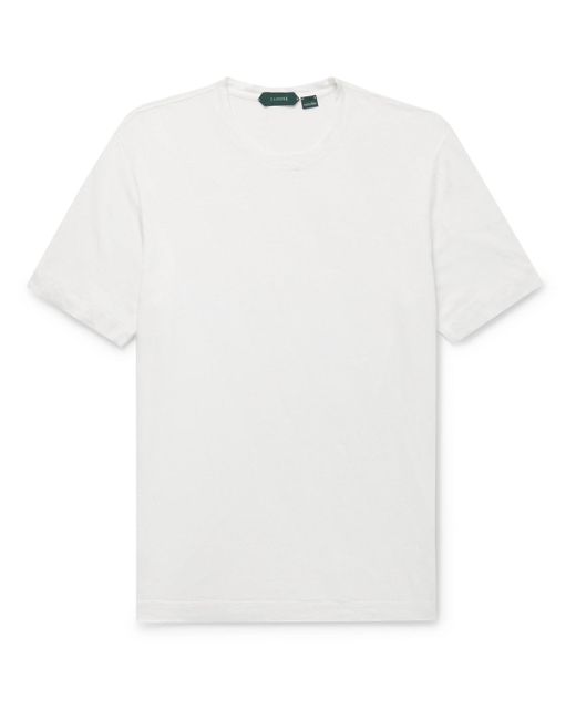 Incotex White Zanone Stretch-linen T-shirt for men