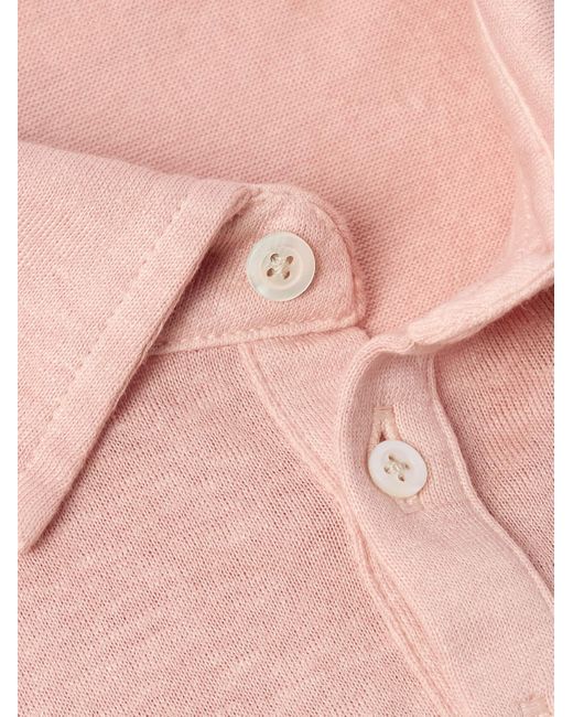 Massimo Alba Polohemd aus einer Leinen-Baumwollmischung in Pink für Herren