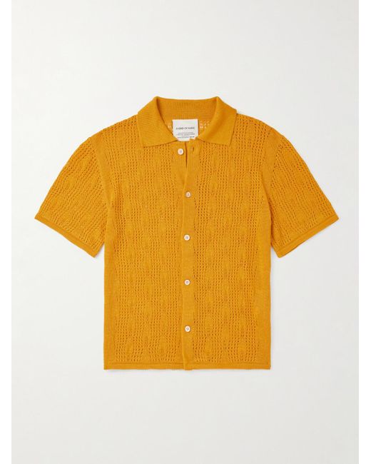 A Kind Of Guise Kadri Hemd aus einer Mischung aus Leinen und TM Lyocell in Lochstrick in Yellow für Herren
