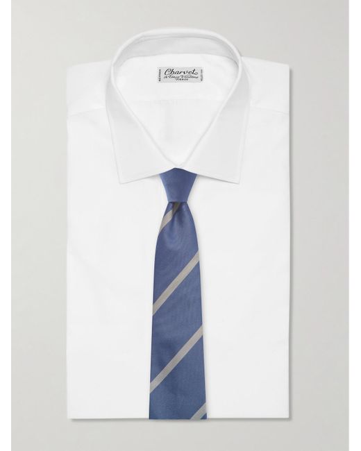 Mr P. Blue 7cm Striped Silk-twill Tie for men
